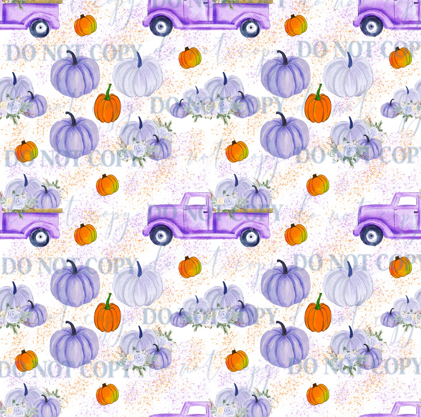 PV126 purple pumpkins and trucks vinyl sheet