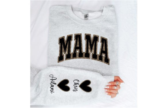 Mama wears her heart on her sleeve sweatshirt - Personalized