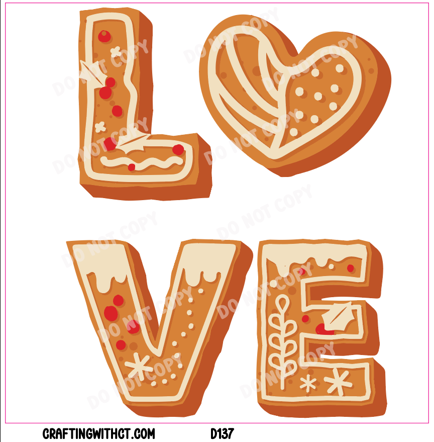 D137 gingerbread love decal