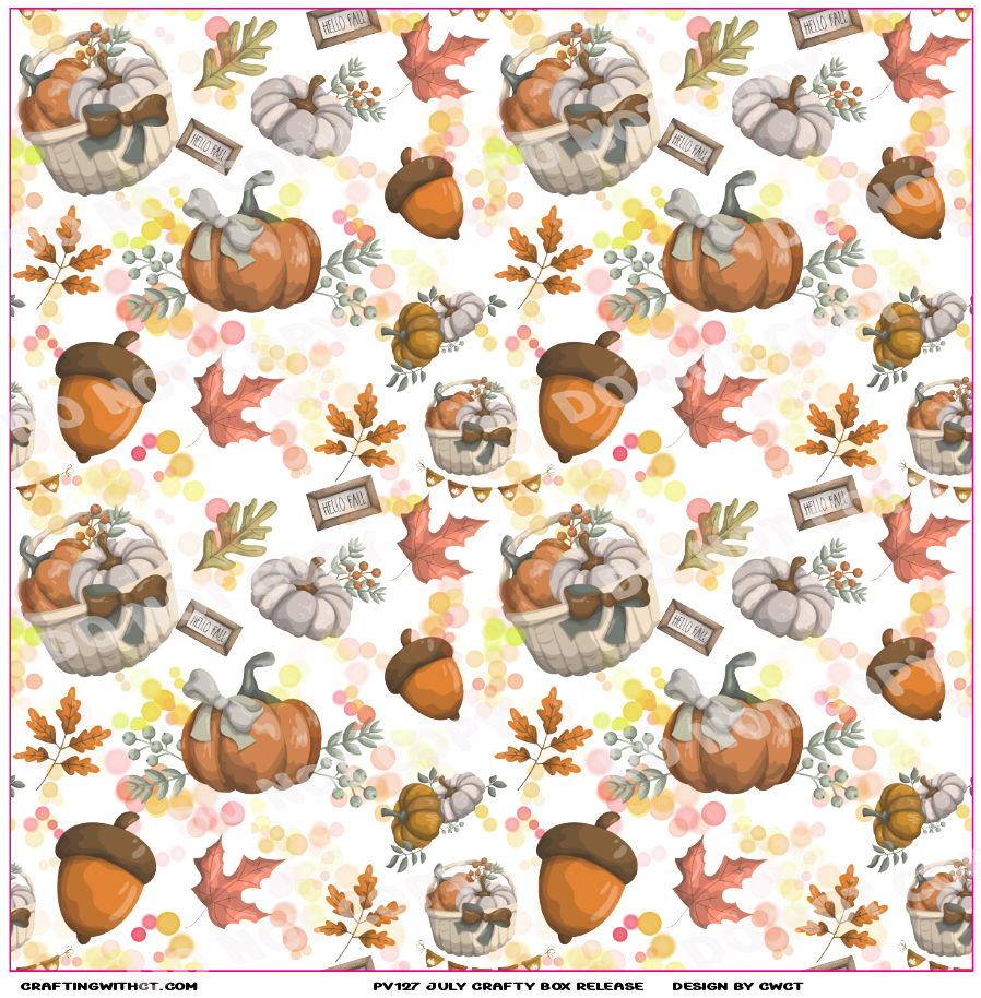 PV127 hello fall acorns and pumpkins vinyl sheet