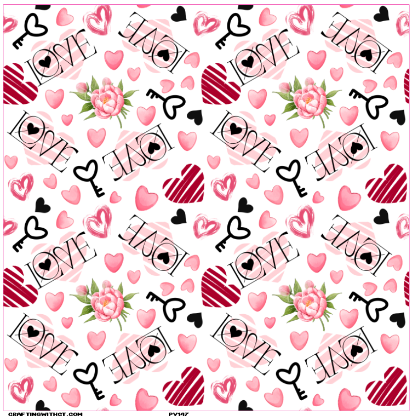 PV147 love keys floral vinyl sheet