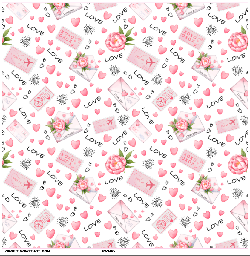PV148 love letters floral vinyl sheet
