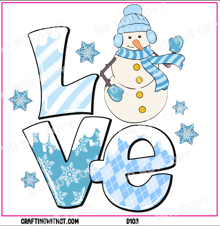 D103 snowman love decal