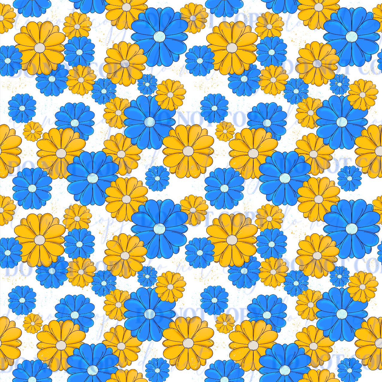 PV128 yellow and blue flowers vinyl sheet