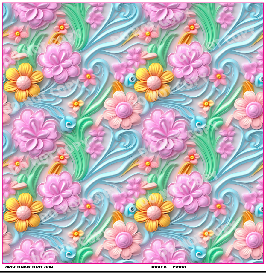 PV108 3D flowers 5 vinyl sheet