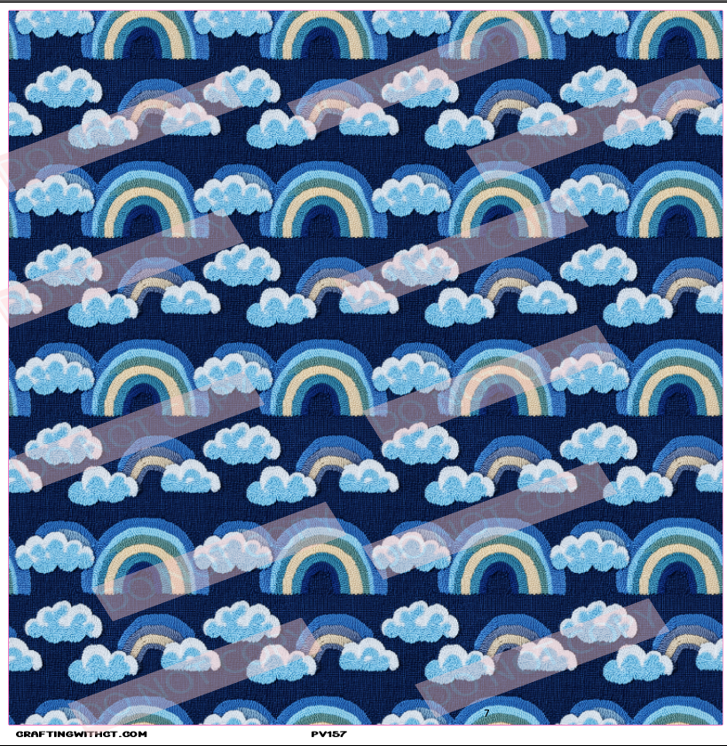 PV157 blue embroidery rainbow sheet