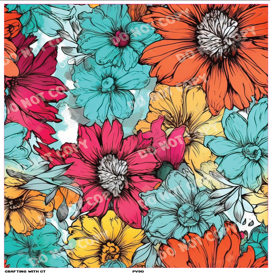 PV90 Bright Florals 4 vinyl sheet