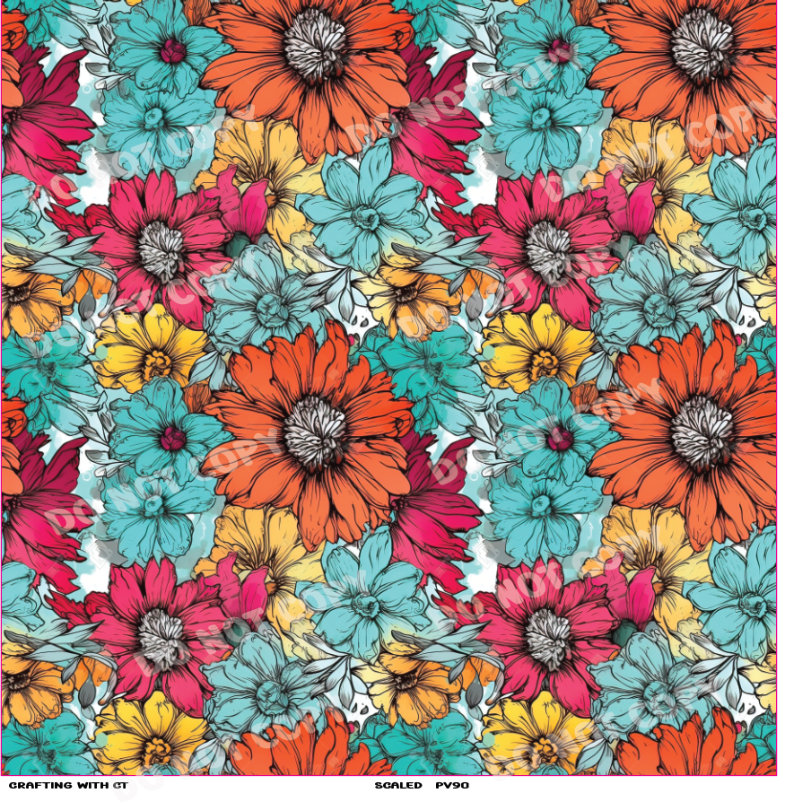 PV90 Bright Florals 4 vinyl sheet