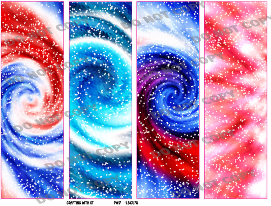 PW17 Red, White, Blue pen wrap set 1.5x4.75