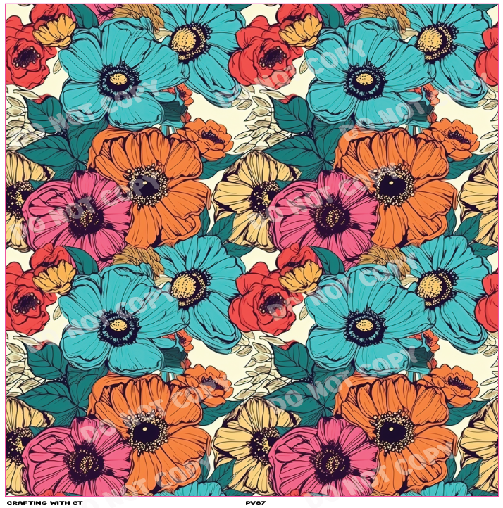PV87 Bright Florals 1 vinyl sheet