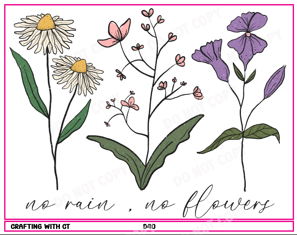 D40 No rain no flowers decal