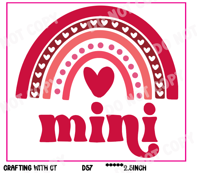 D57 Mini red rainbow decal