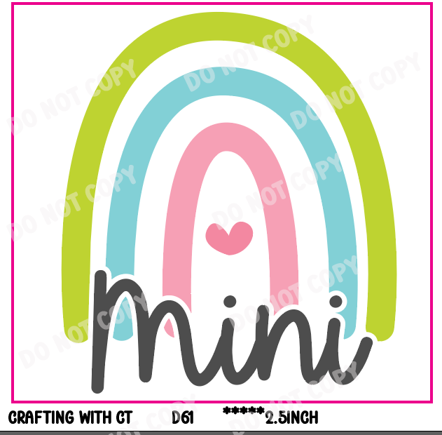 D61 Mini rainbow decal