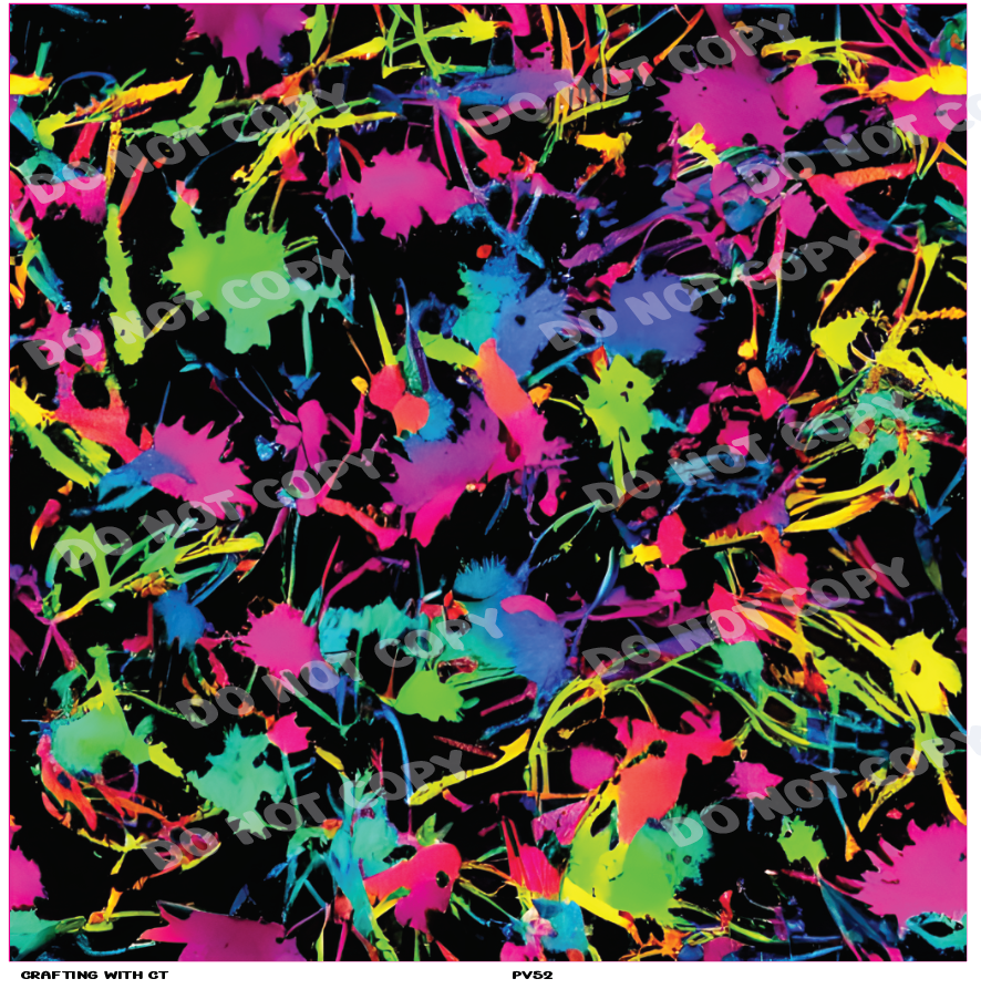 PV52 Neon paint splatters vinyl sheet