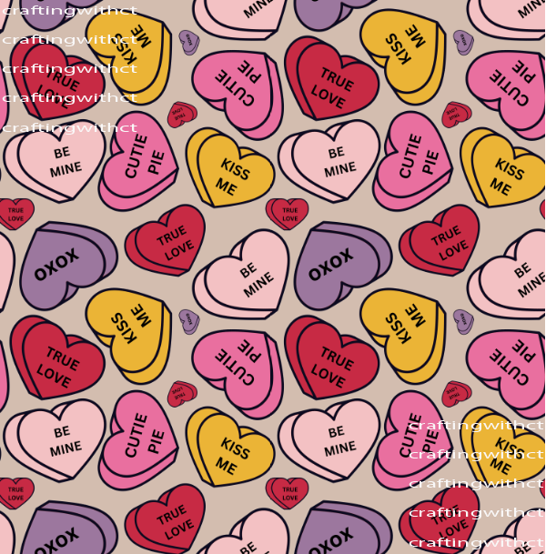 PV4 Conversation Hearts cream background vinyl sheet