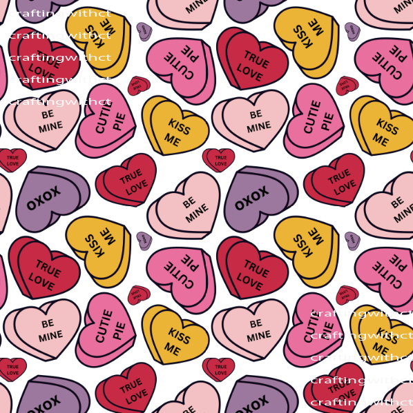 PV5 Conversation Hearts white background vinyl sheet