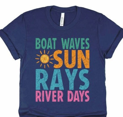 Boat Waves Sun Rays River Days shirt