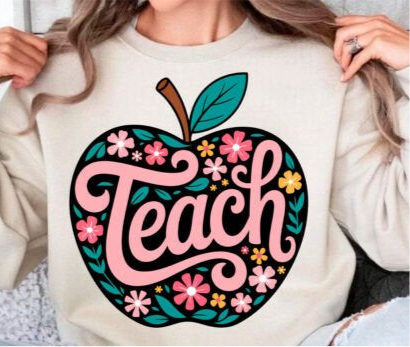 Teacher Floral Apple shirt
