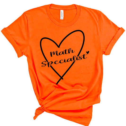 Math Specialist heart shirt