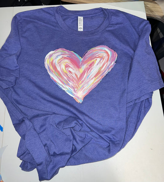 Colorful sketch heart shirt