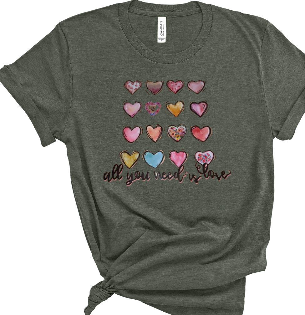 All you need is love hearts shirt