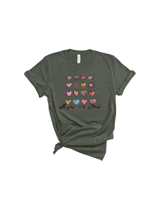 All you need is love hearts shirt