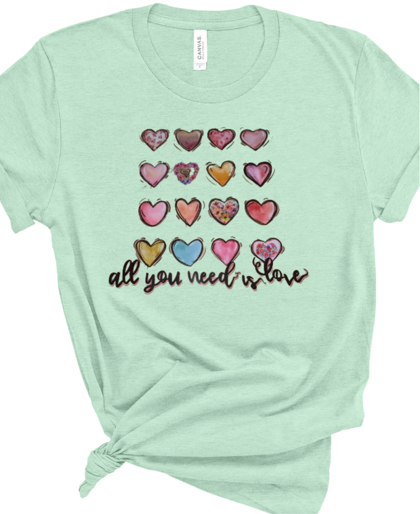 All you need is love hearts shirt