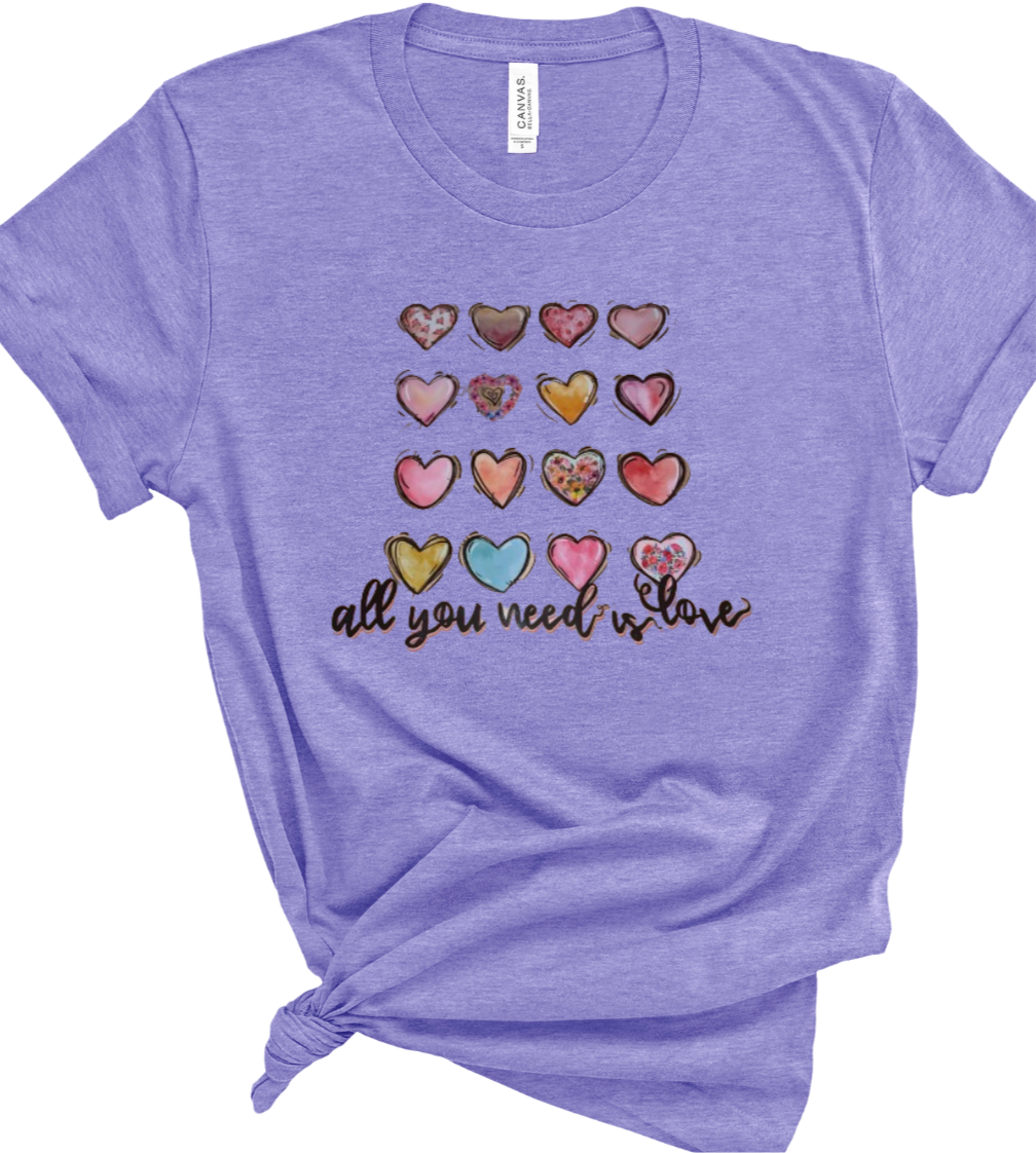 All you need is love hearts shirt