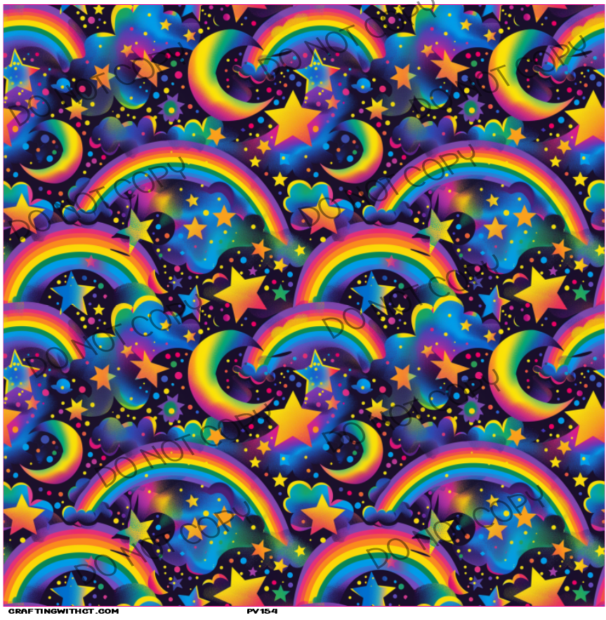 PV154 neon rainbows and stars sheet