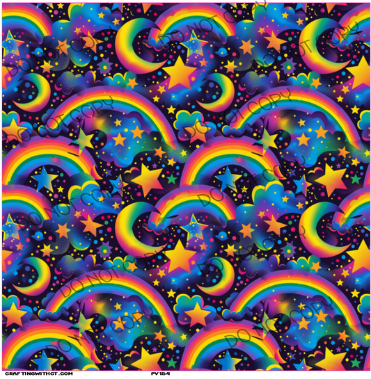 PV154 neon rainbows and stars sheet