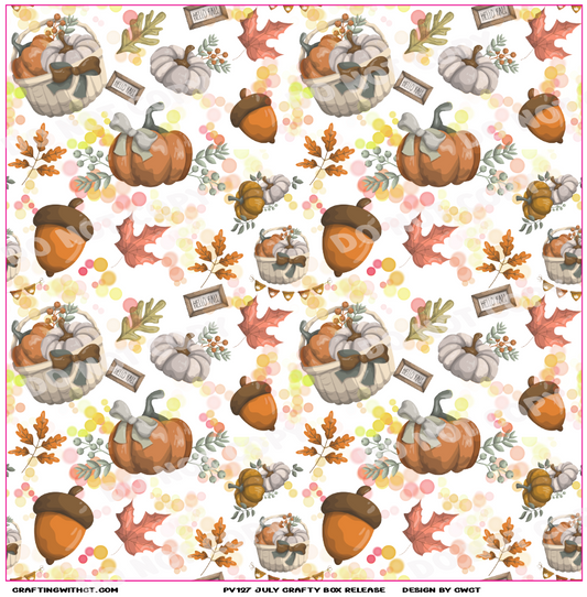 PV127 hello fall acorns and pumpkins vinyl sheet