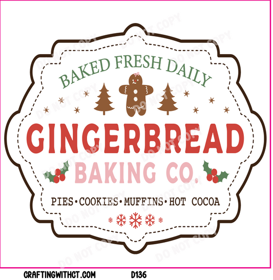 D136 gingerbread baking co decal