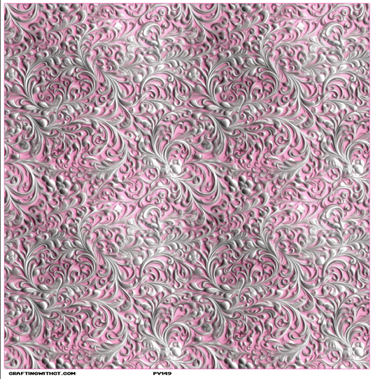PV149 pink filigree vinyl sheet