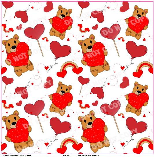 PV141 red heart bears vinyl sheet
