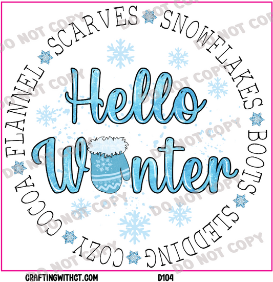 D104 hello winter decal
