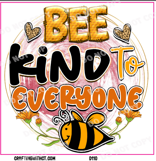 D110 bee kind decal