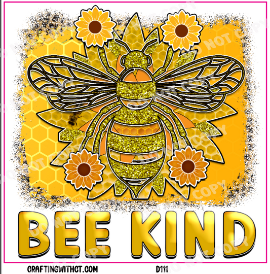 D111 bee kind decal