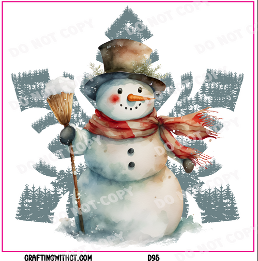 D95 snowman snowflake decal