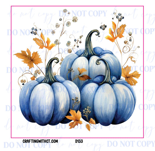 D133 blue pumpkin trio decal