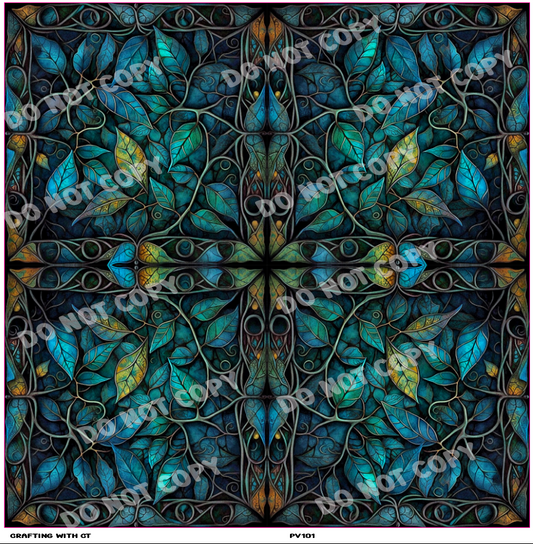 PV101 Stained Glass leaves vinyl sheet