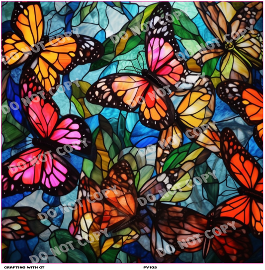 PV103 Stained Glass butterflies vinyl sheet