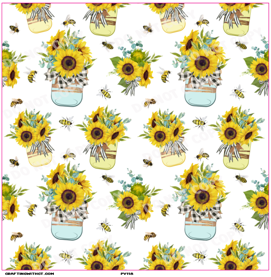 PV118 Sunflowers and bees vinyl sheet