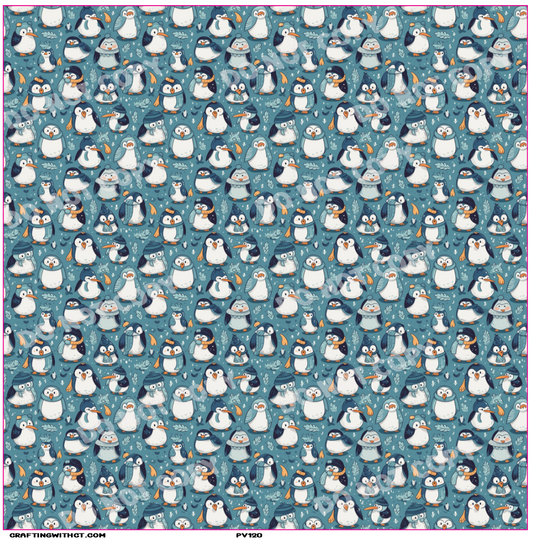 PV120 penguins in scarves vinyl sheet