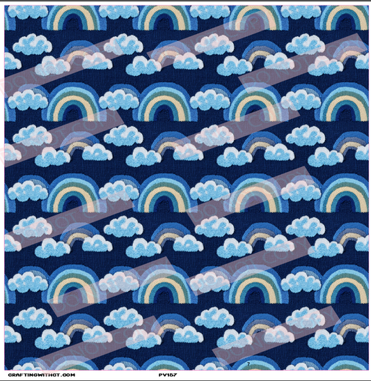 PV157 blue embroidery rainbow sheet