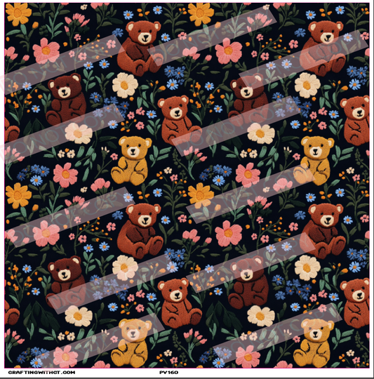 PV160 embroidery teddy bear sheet