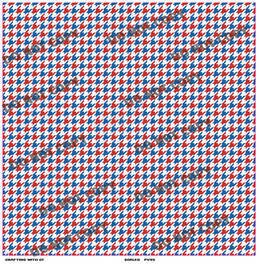 PV92 Red, White and Blue Houndstooth vinyl sheet