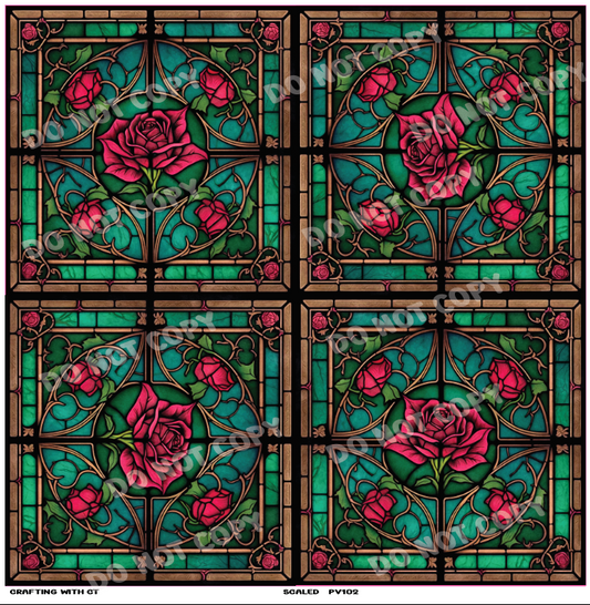 PV102 Stained Glass rose vinyl sheet
