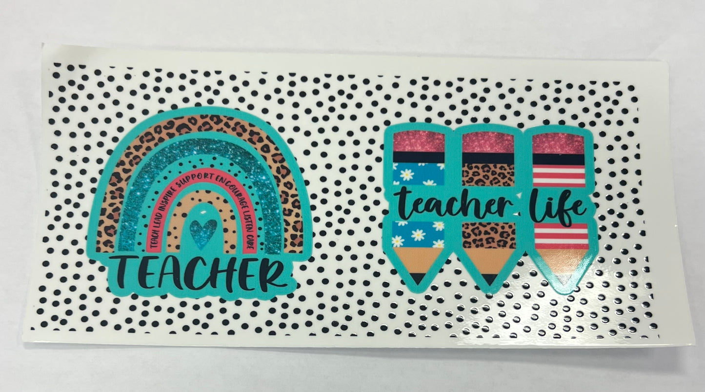 Leopard Rainbow Teacher Life UV-DTF Cup Wrap