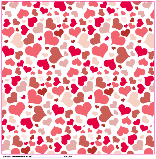 PV135 scattered hearts vinyl sheet by