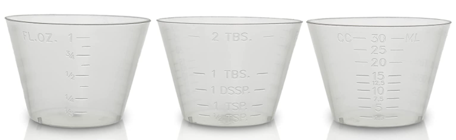 1oz, Flexible Graduated Measuring Medicine Cups, Non-Sterile, Semi-Clear, Easy Read